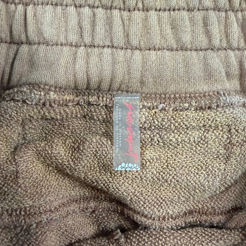 FP Movement Joggers Womens L Tan Drop Crotch French Terry Sweatpants Harem Yoga